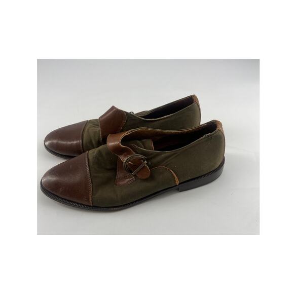 Vintage Bjorn Borg Design Group Shoes Women Size 10 Brown Dk Green Italy Slip On - Picture 1 of 8